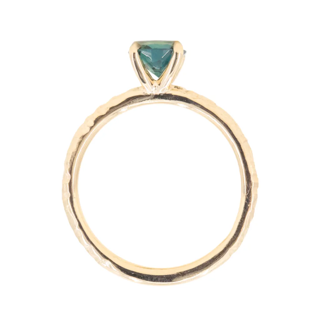 0.80ct Deep Teal Parti Australian Sapphire Evergreen Solitaire Ring in 14k Yellow Gold