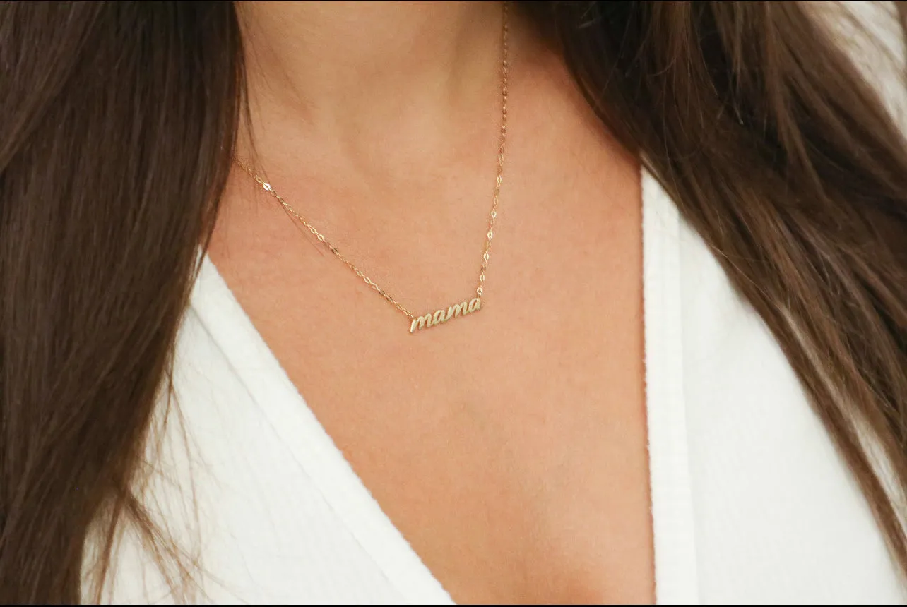 10k Gold Cursive Mama Necklace