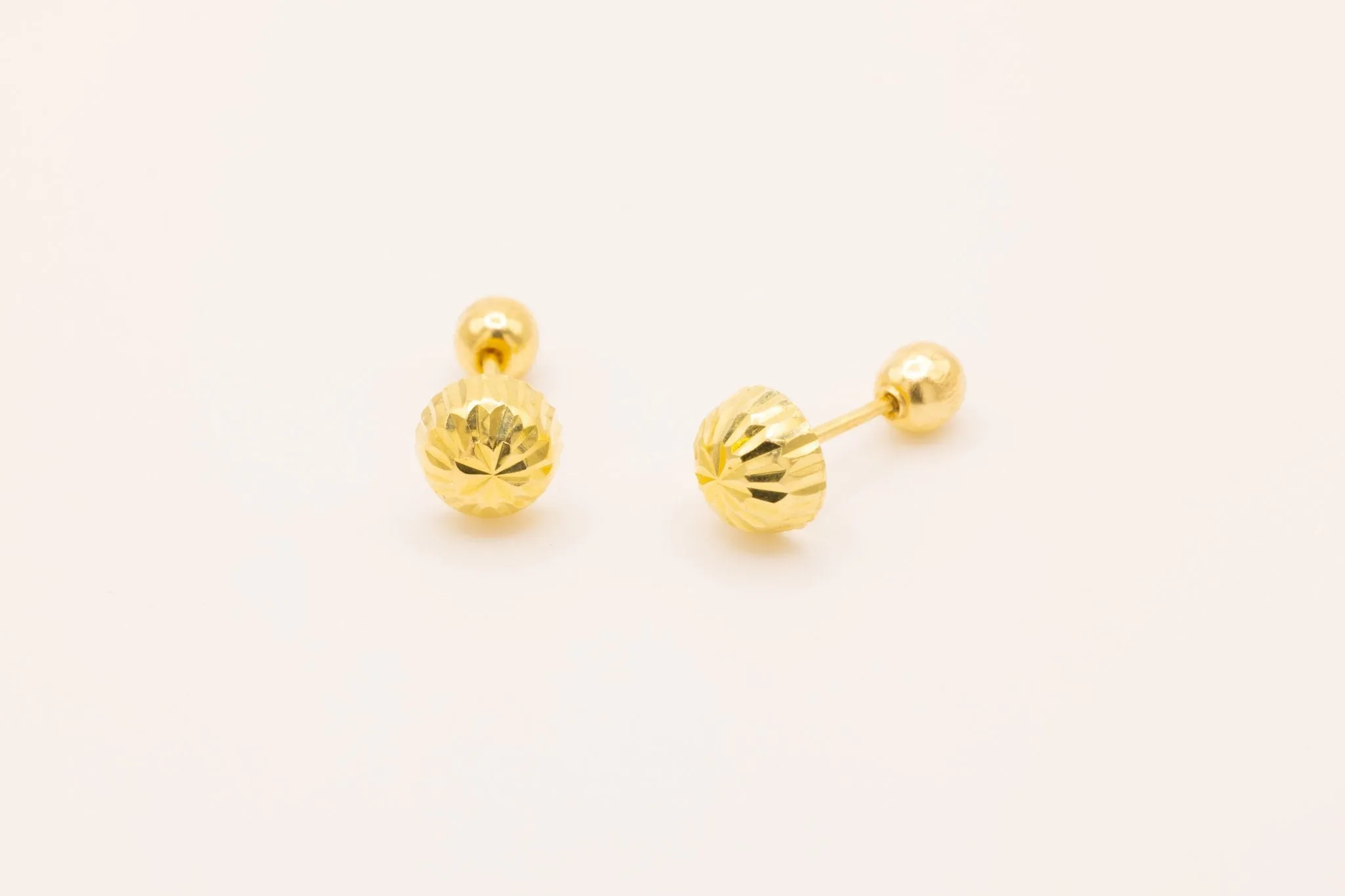 10K Gold Faceted Stud Earrings, .5mm X .5mm, Solid 10K Gold