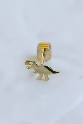 14K GOLD JEWELRY MINIMALIST DELICATE DINOSAUR BARBELL EAR STUD EARRING PIERCING