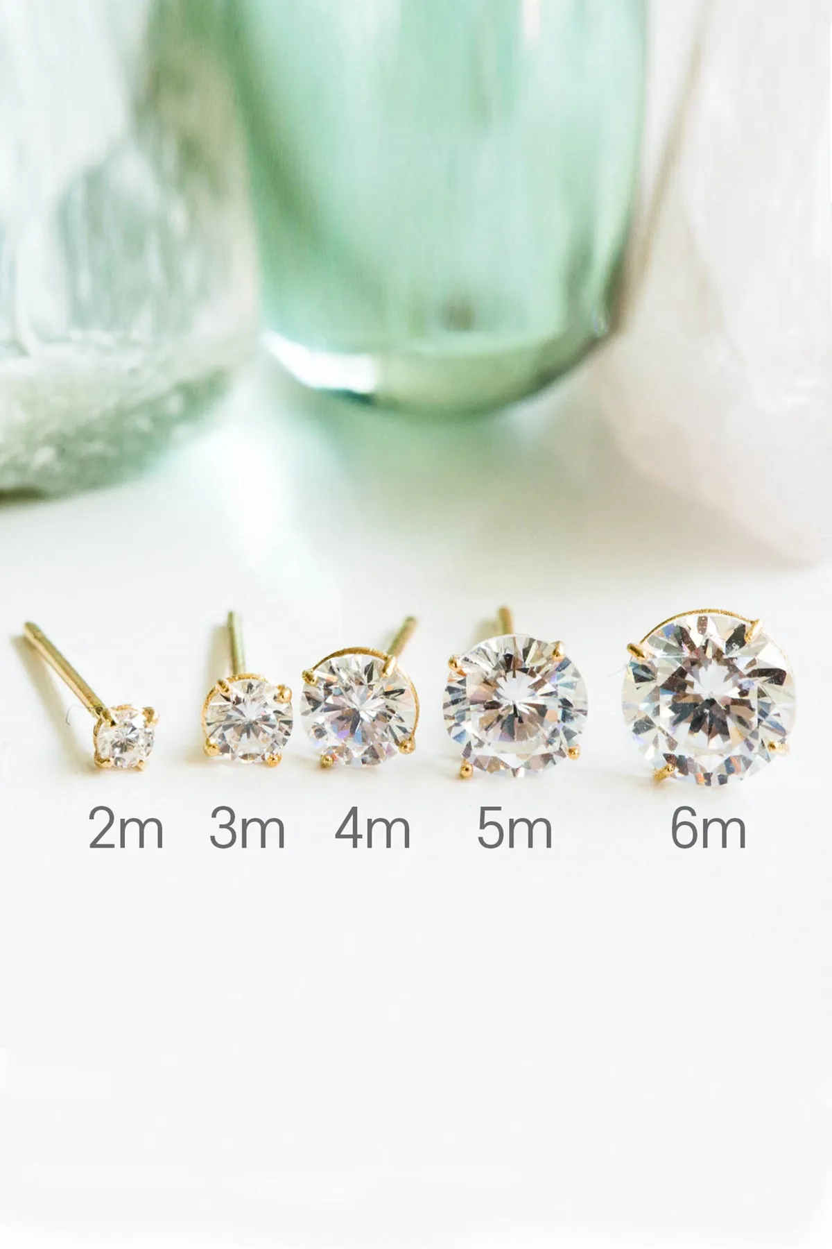 14K Solid Gold Cz 4 Prongs Tragus Helix Cartilage Conch Post Earring Stud Piercing