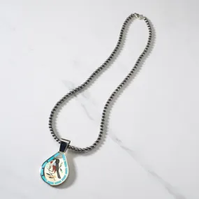 18 Dennis & Nancy Edaakie Mutli Gem Bird Zuni Inlay Pendant with 4mm Navajo Pearl Necklace USA Native American Made 925 Sterling Silver