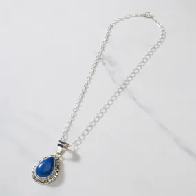 20 R. Hoskie Dine Lapis Teardrop USA Native American Made 925 Sterling Silver Necklace