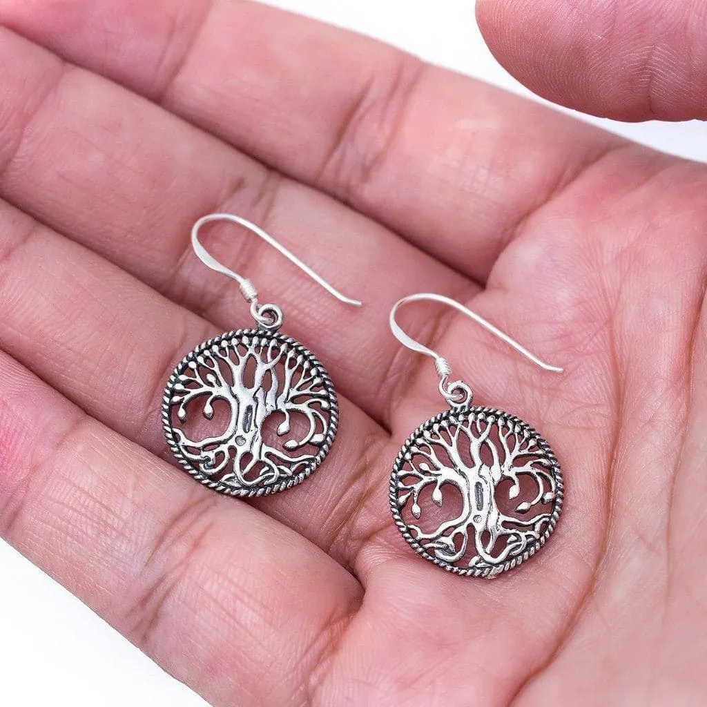 925 Sterling Silver Open Tree of Life / Yggdrasil Earrings