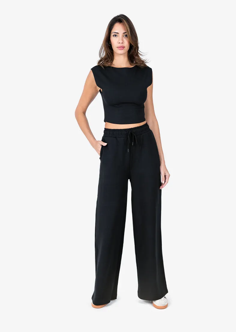 All-Around Lounge Wide Leg Trouser Short length Black