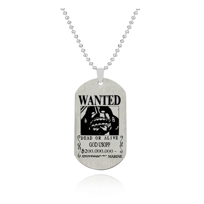 Anime One Piece Friendship Necklace - Luffy, Zoro, Robin, Chopper Bounty Wanted Pendant for Men and Women