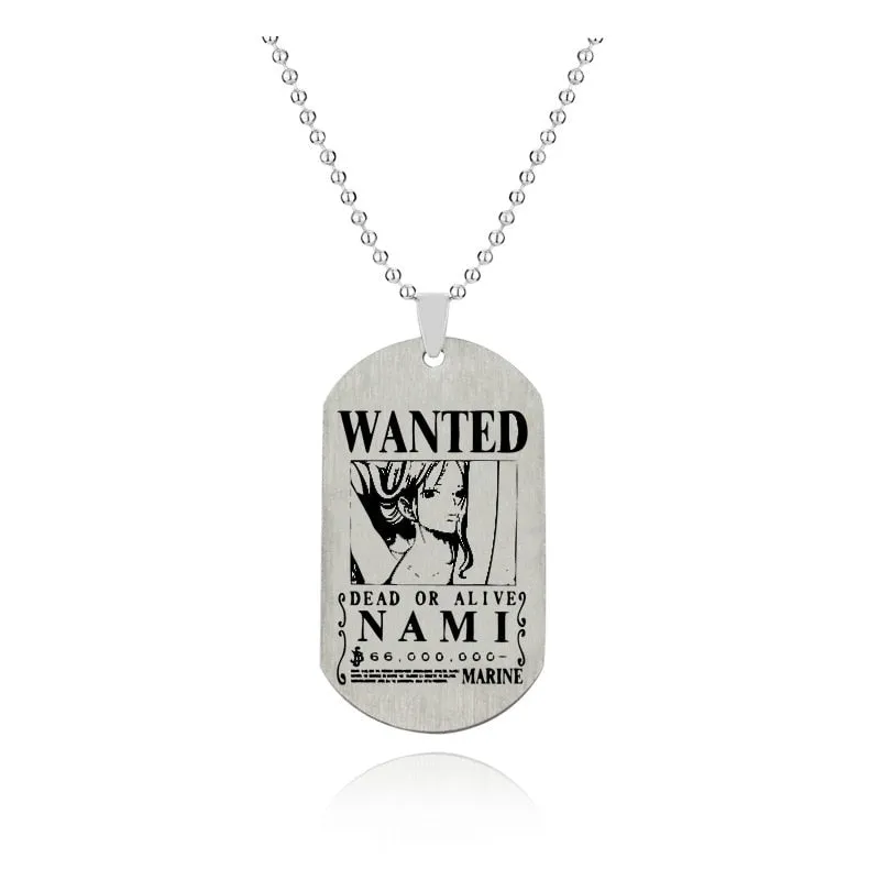 Anime One Piece Friendship Necklace - Luffy, Zoro, Robin, Chopper Bounty Wanted Pendant for Men and Women