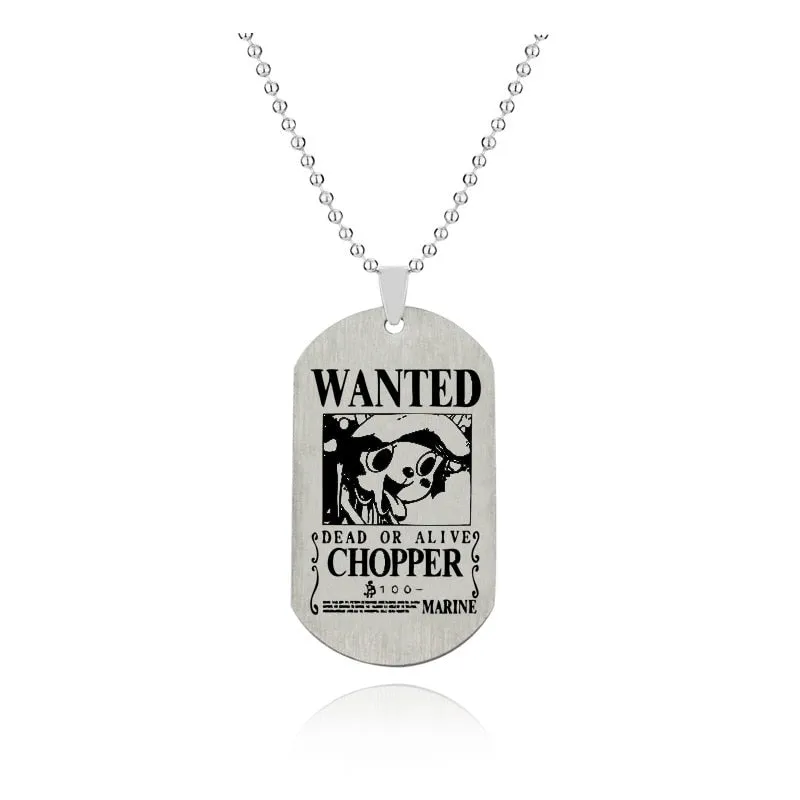 Anime One Piece Friendship Necklace - Luffy, Zoro, Robin, Chopper Bounty Wanted Pendant for Men and Women