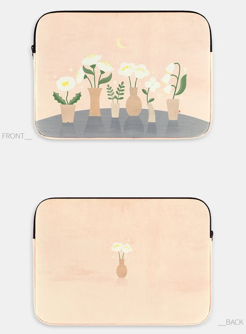 Apricot Flower Graphic Laptop Sleeves 13 15 inch Cases Protective Covers Handbags Square Pouches Designer Artist Prints Cute Lightweight School Collage Office Zipper Fashion Unique Couple Items Gifts