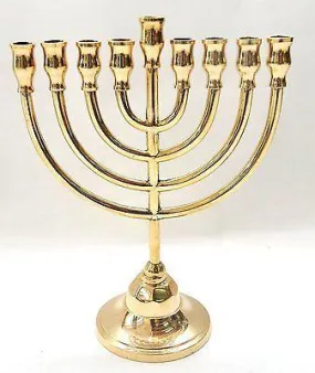 Authentic Temple Menorah HANUKKAH Gold Plated Candle Holder Israel #1