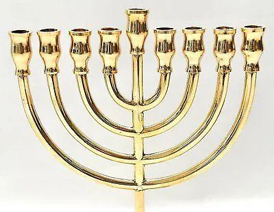 Authentic Temple Menorah HANUKKAH Gold Plated Candle Holder Israel #1