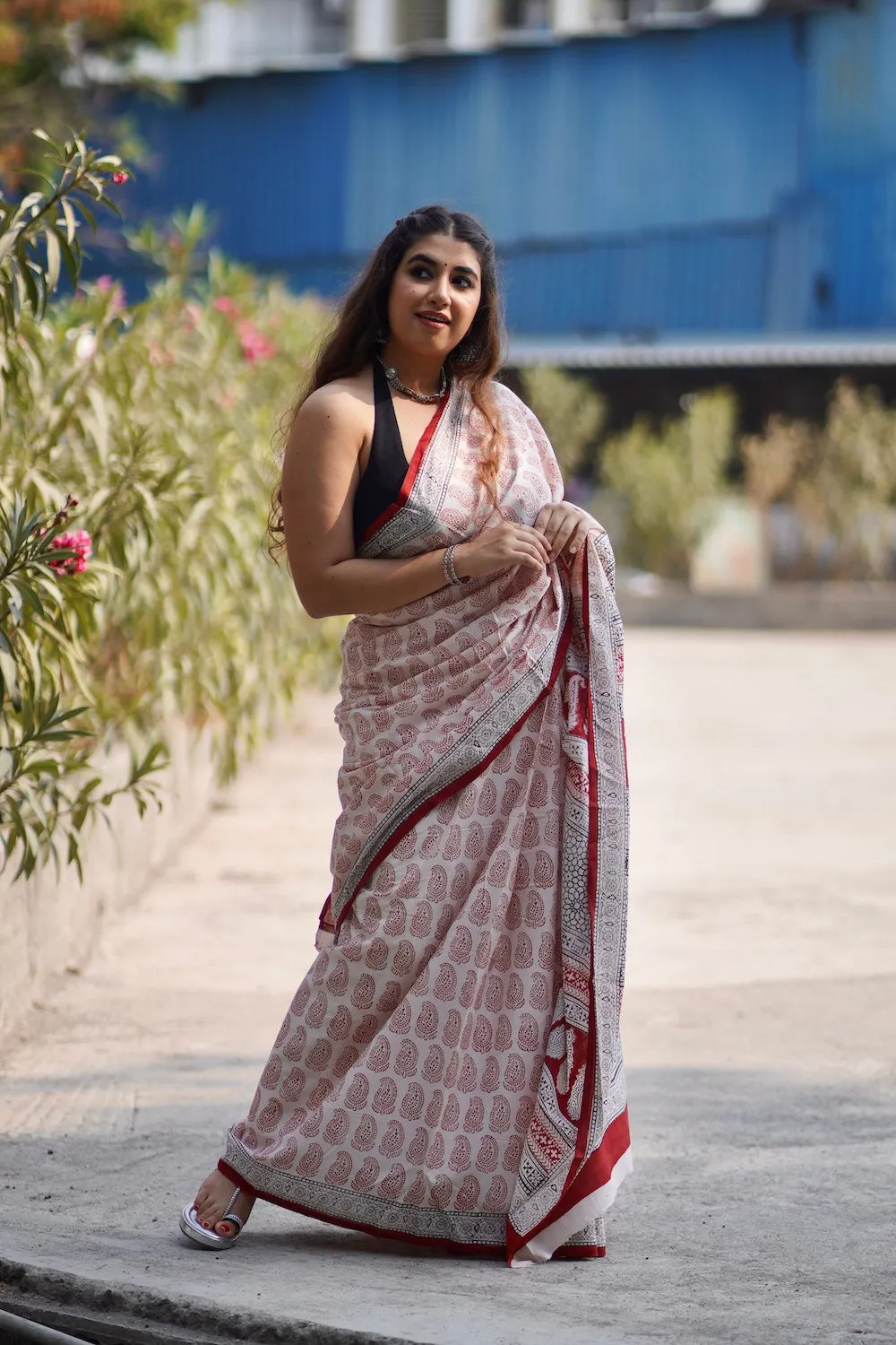 Bagh Hand Block Printed Mul Cotton Saree