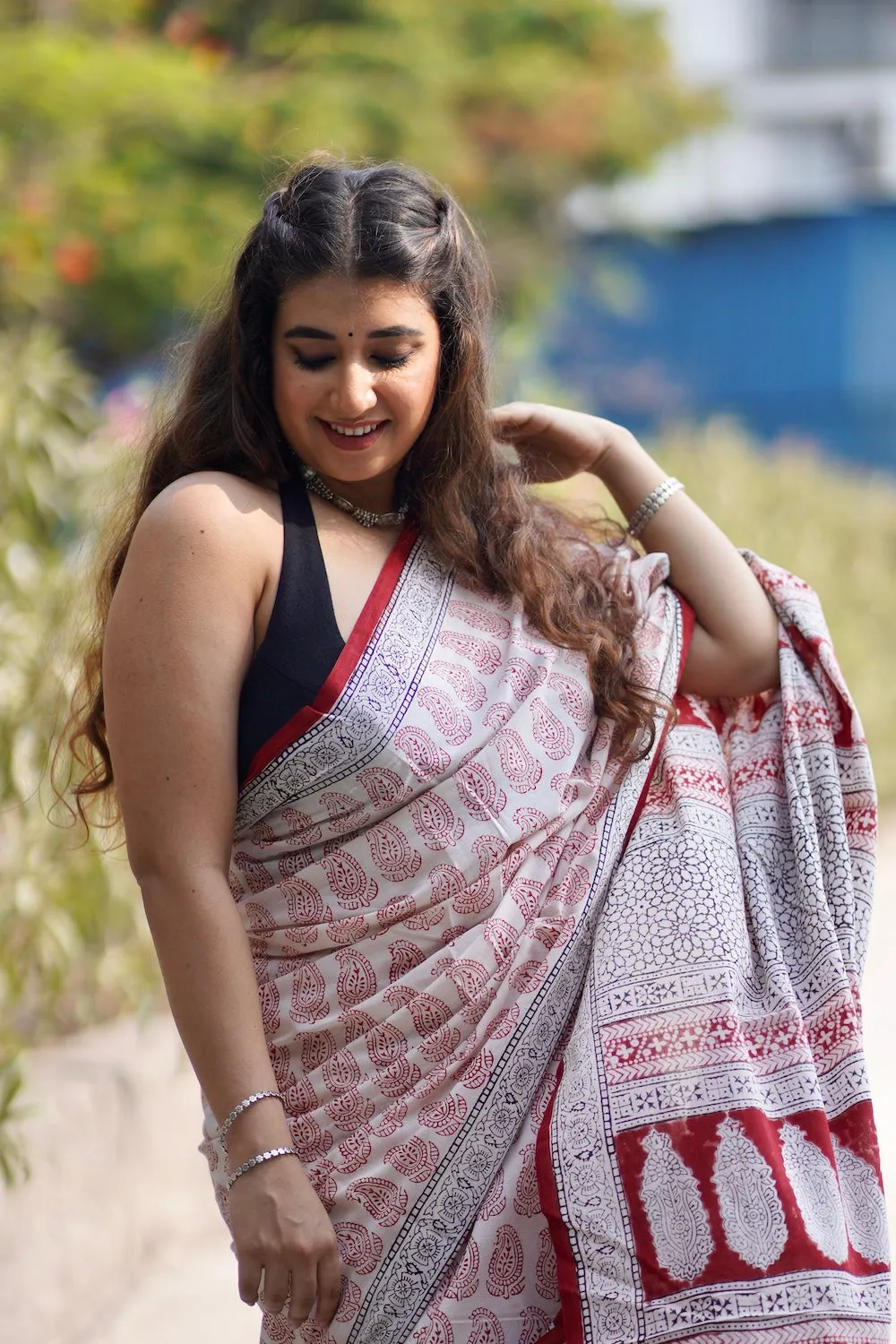 Bagh Hand Block Printed Mul Cotton Saree