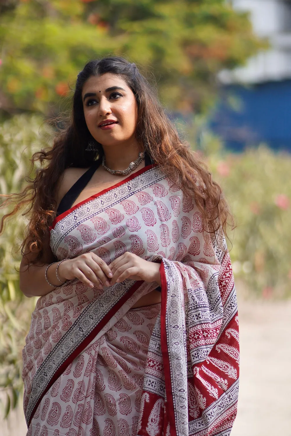 Bagh Hand Block Printed Mul Cotton Saree