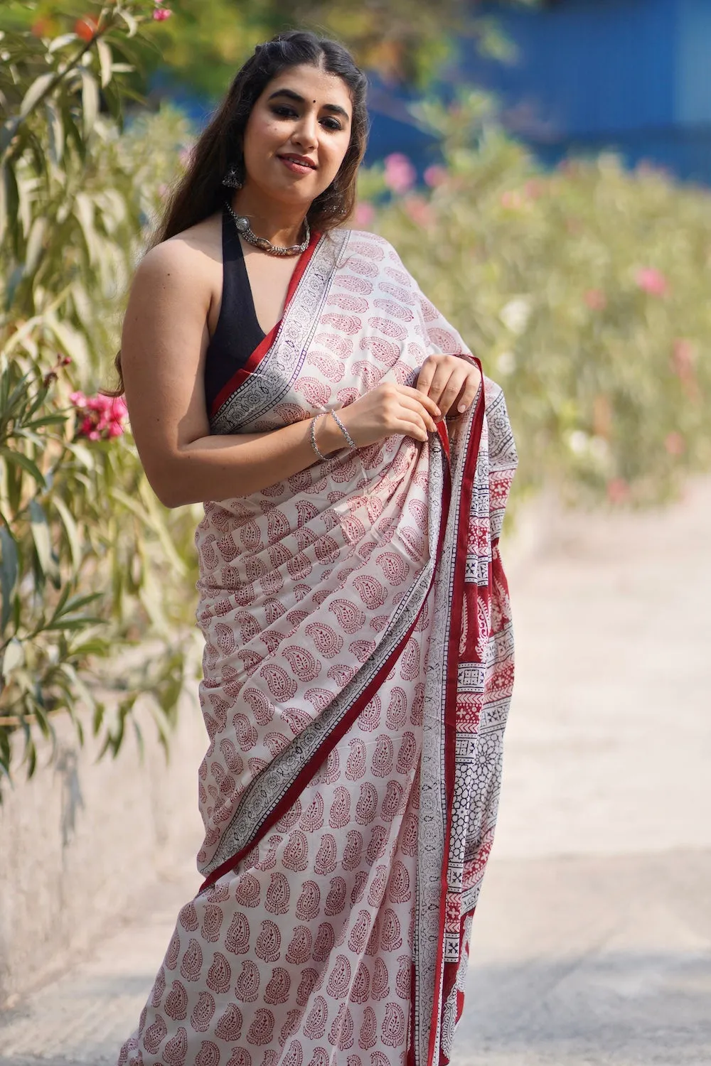 Bagh Hand Block Printed Mul Cotton Saree