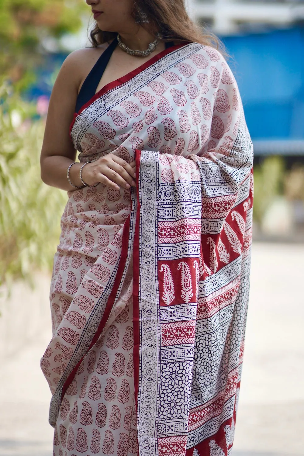 Bagh Hand Block Printed Mul Cotton Saree