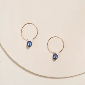 Basic Gold Filled Hoop Earrings - Black Pearl - 24mm