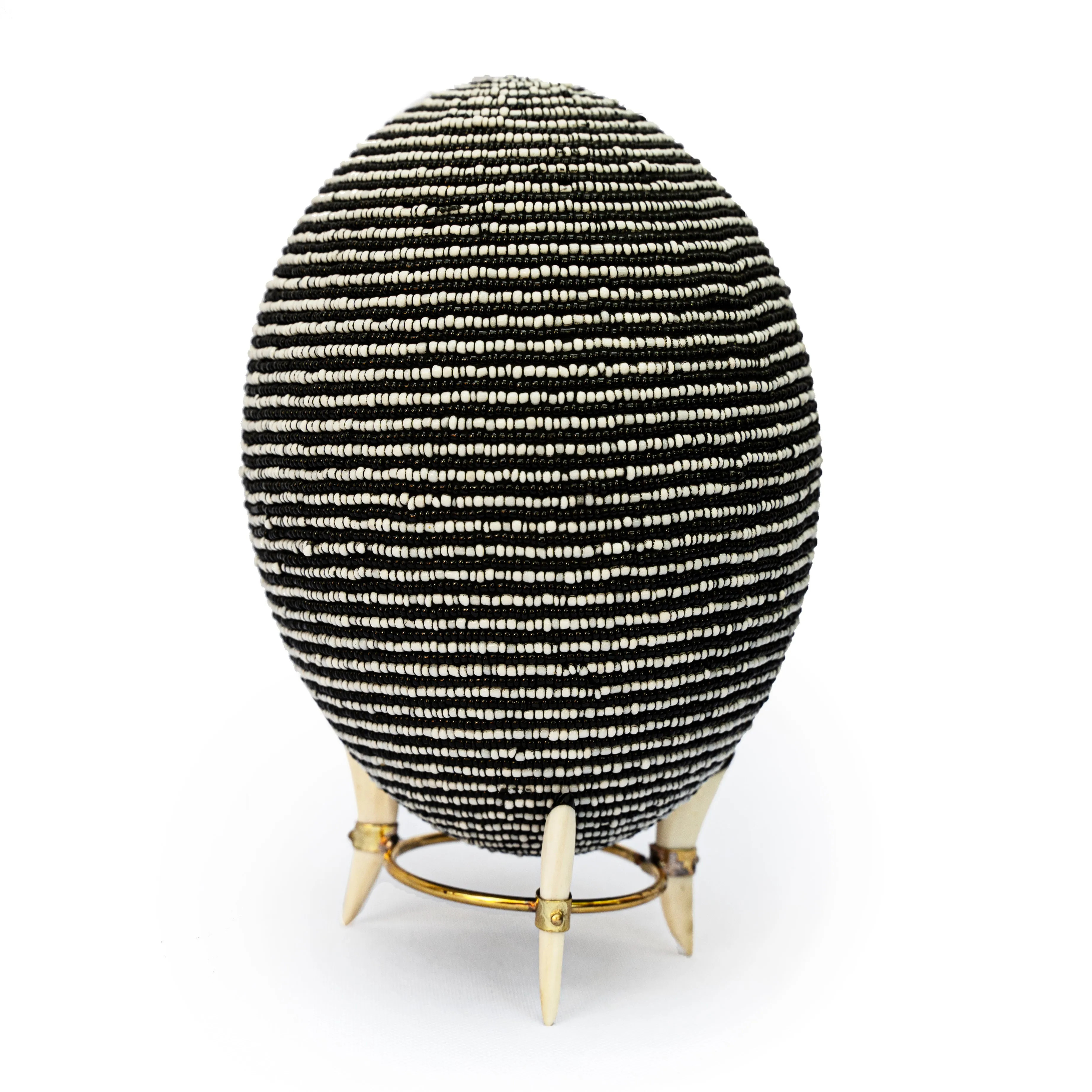 Beaded Ostrich Egg on stand | Assorted Colors