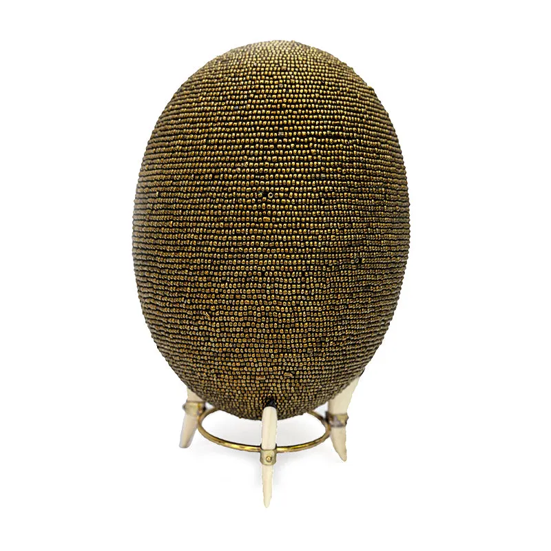 Beaded Ostrich Egg on stand | Assorted Colors