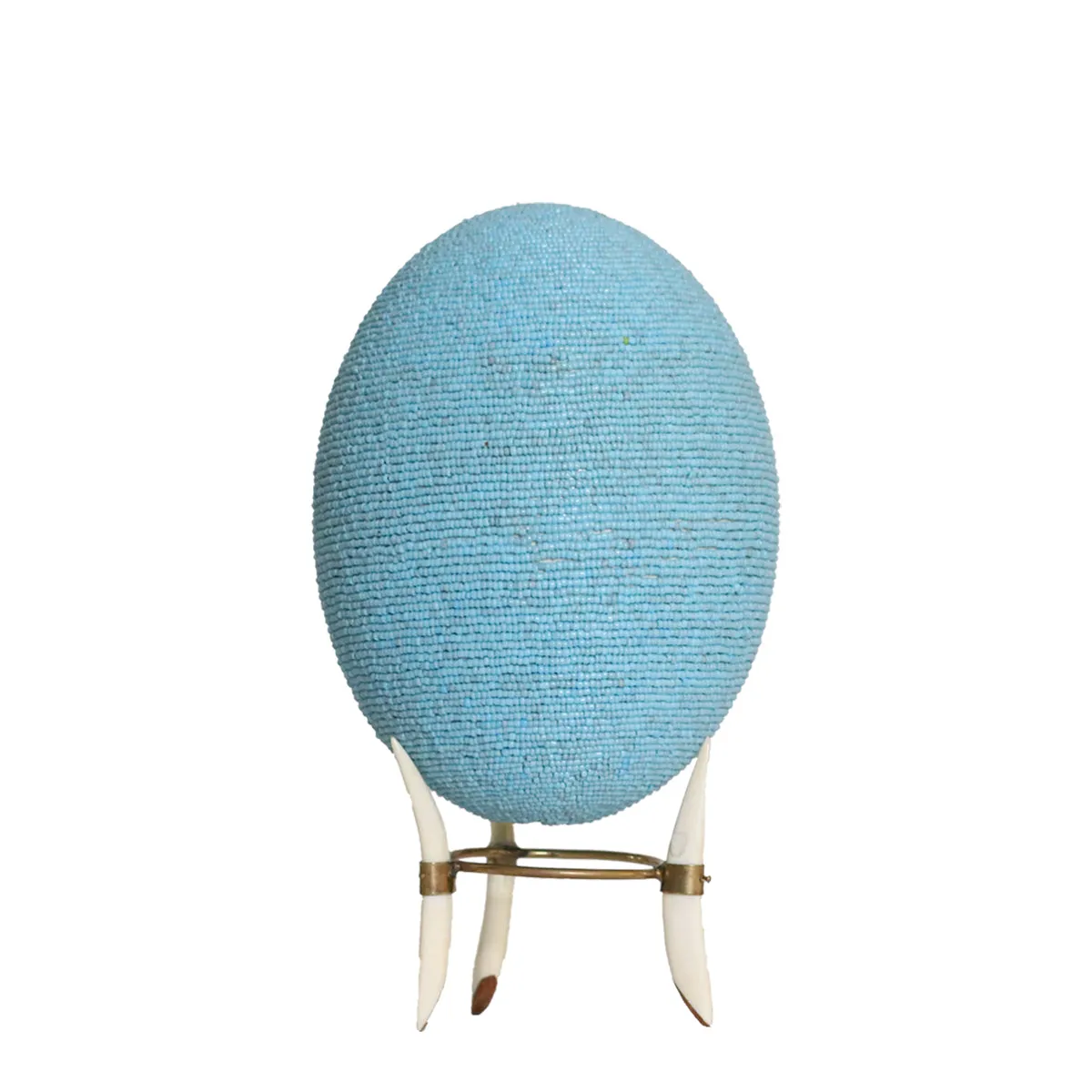 Beaded Ostrich Egg on stand | Assorted Colors