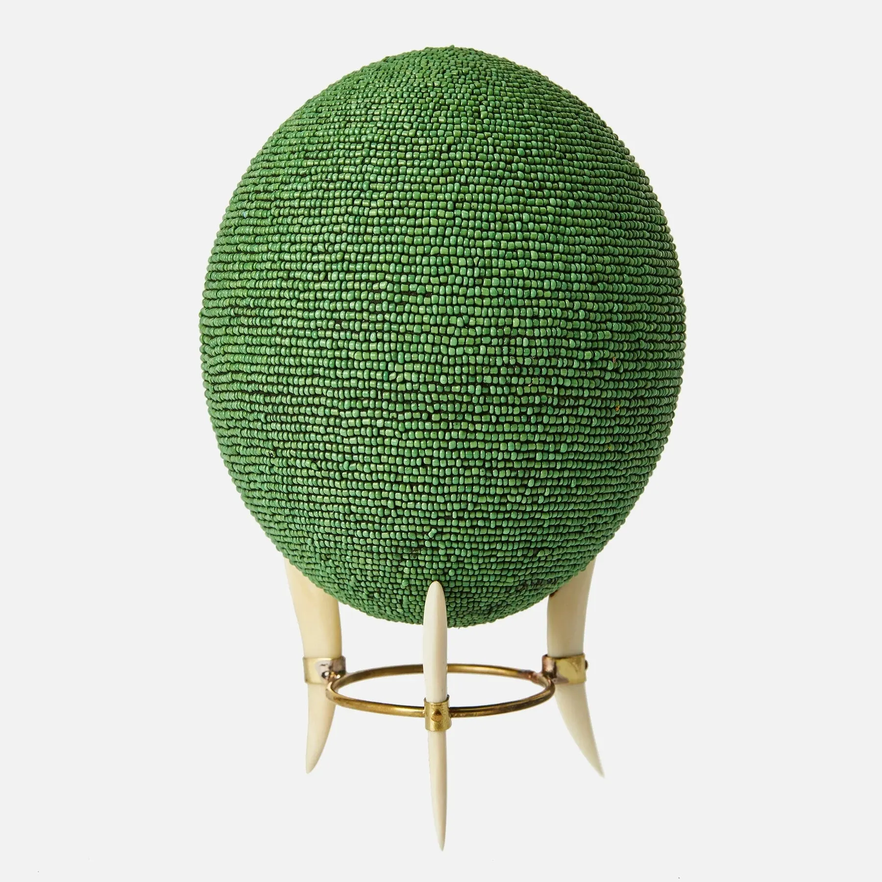 Beaded Ostrich Egg on stand | Assorted Colors