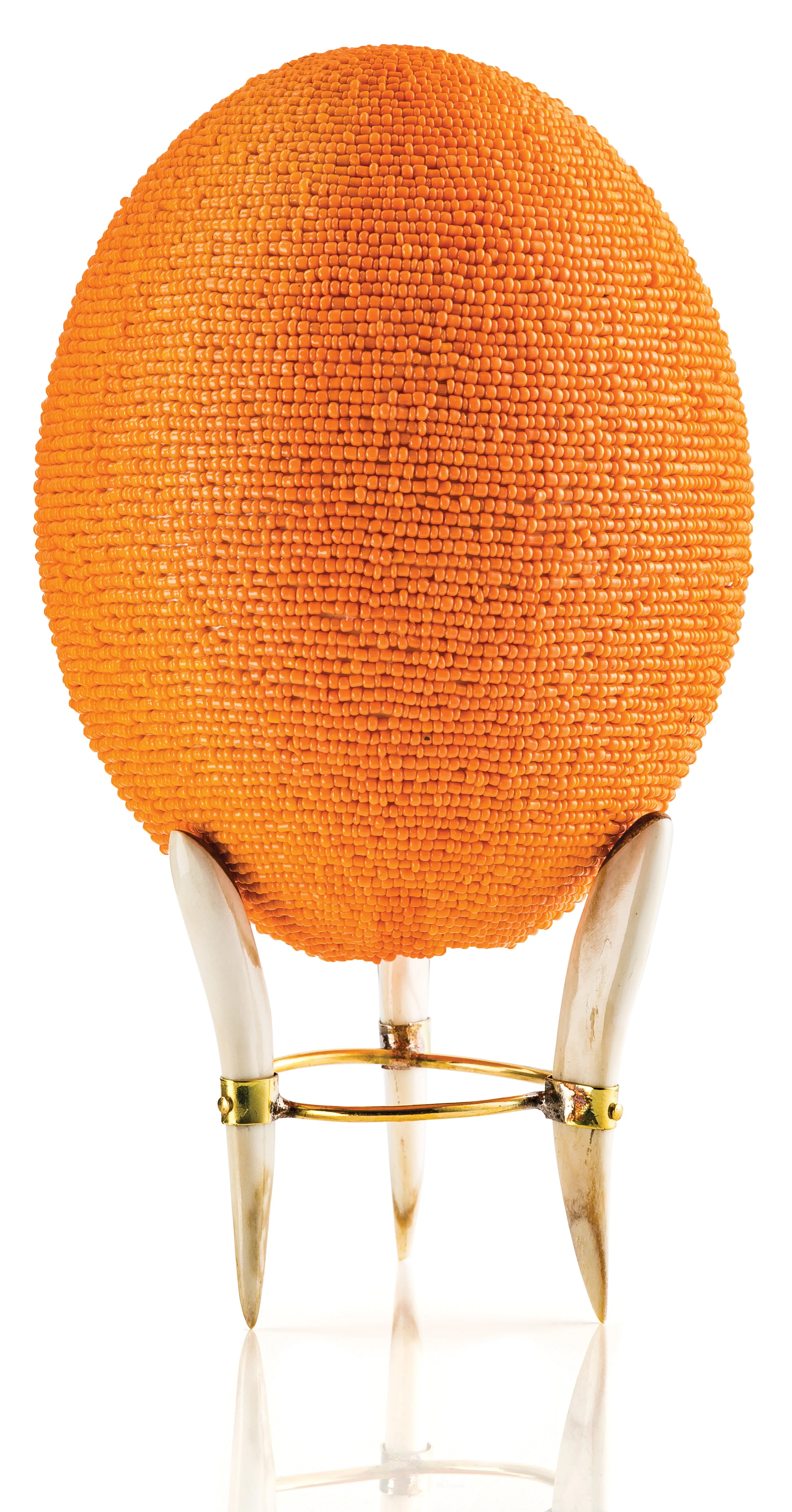 Beaded Ostrich Egg on stand | Assorted Colors