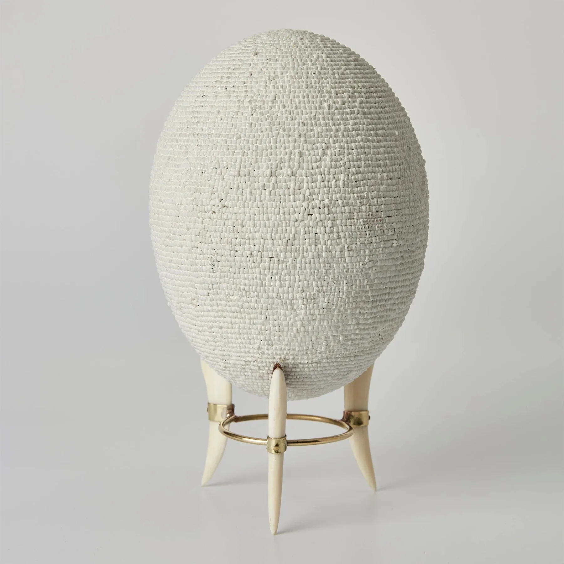 Beaded Ostrich Egg on stand | Assorted Colors