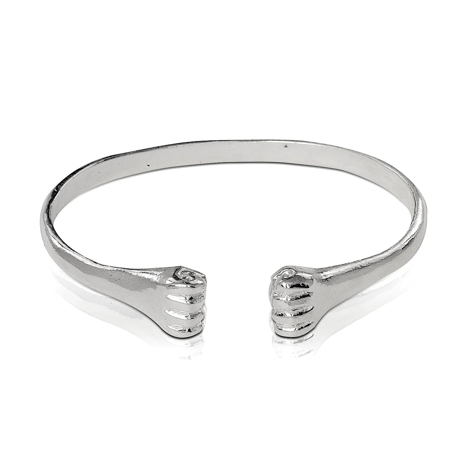 Better Jewelry .925 Sterling Silver Flat Fists Ends Bangle (1 piece)