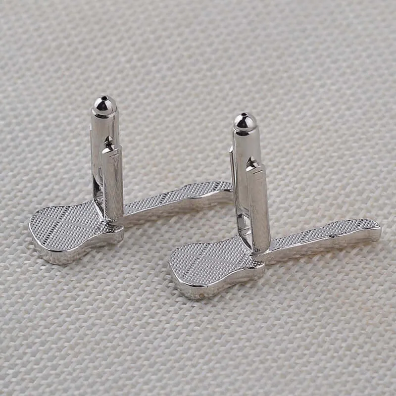 Black and White Musical Instrument Guitar Violin Swank Cufflinks