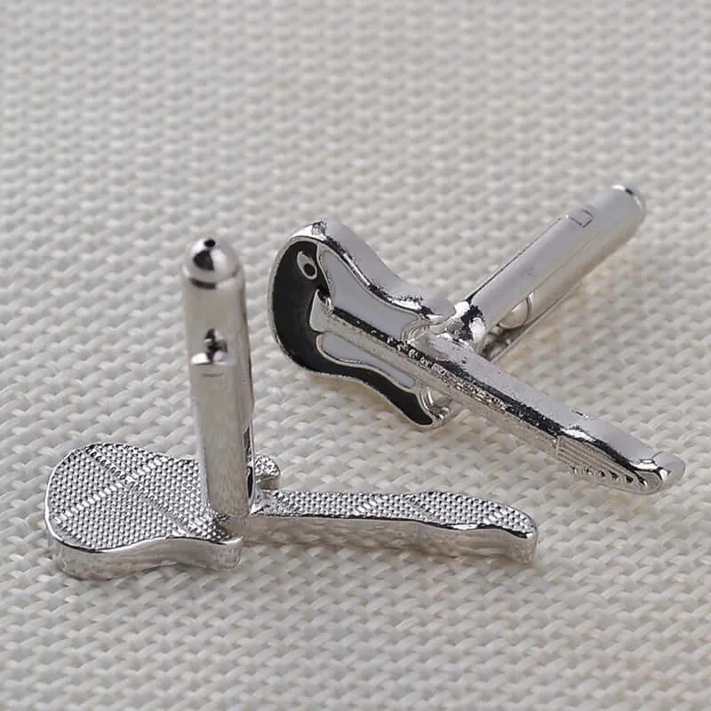 Black and White Musical Instrument Guitar Violin Swank Cufflinks