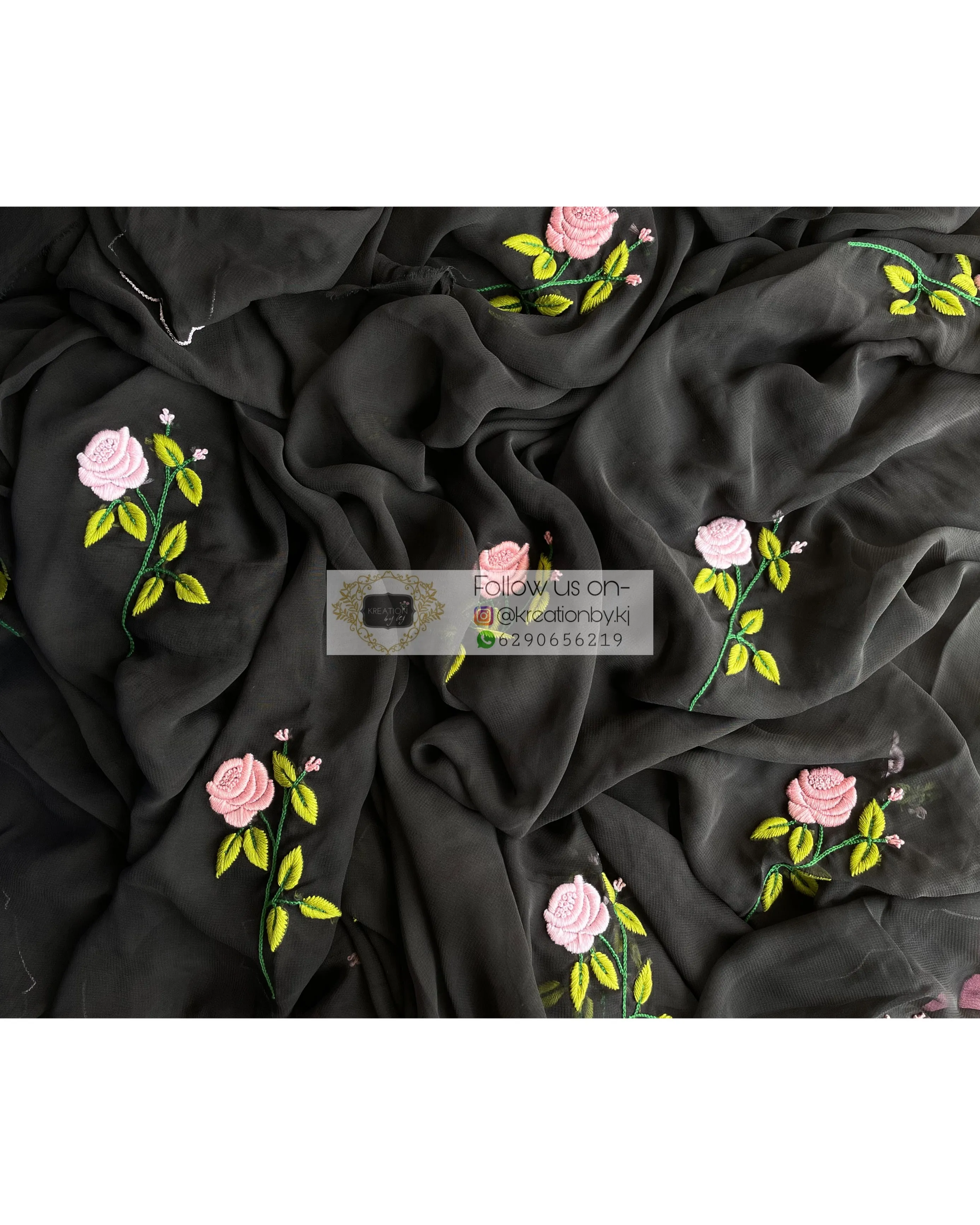 Black Georgette Guldasta Saree