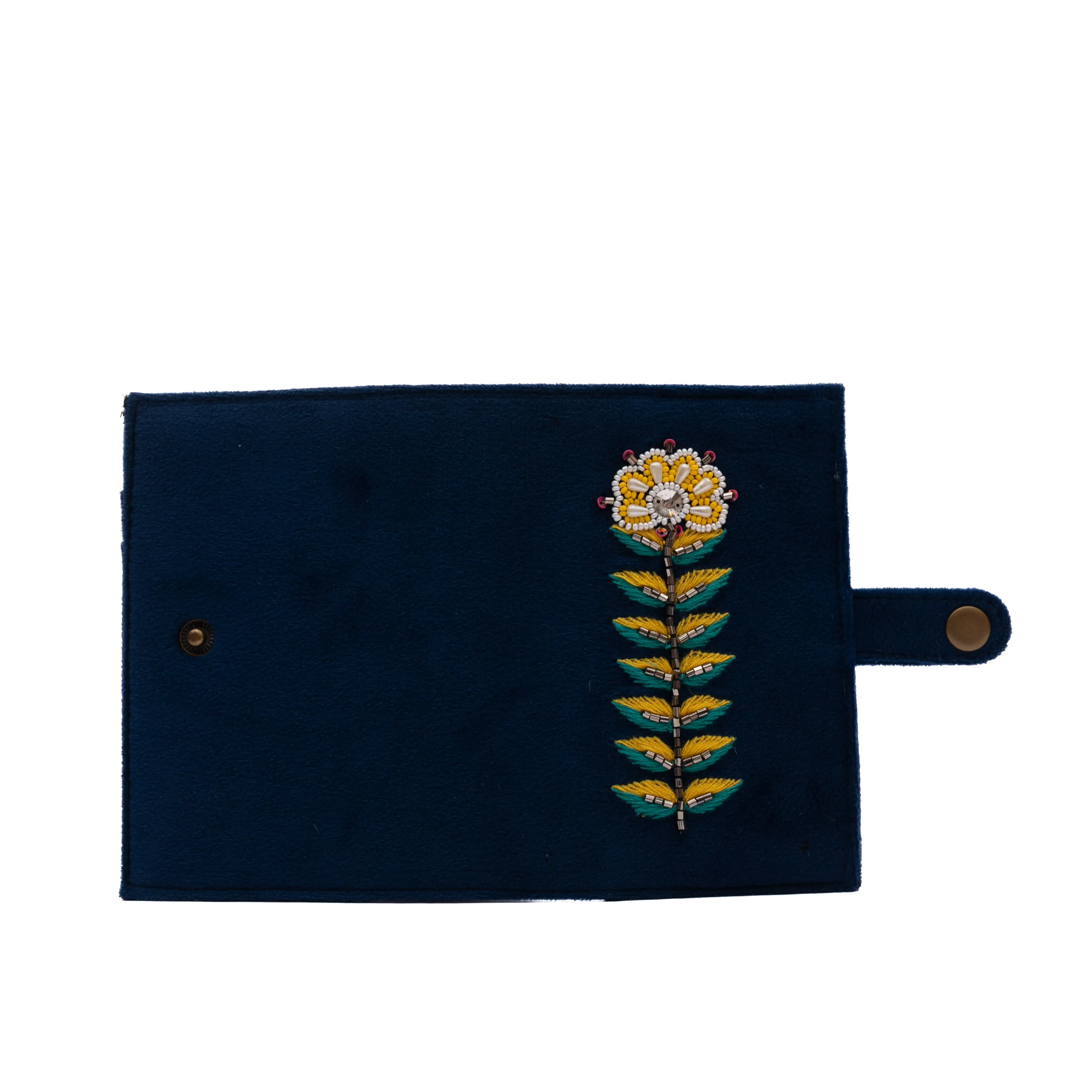 Blue hand embroidered passport cover