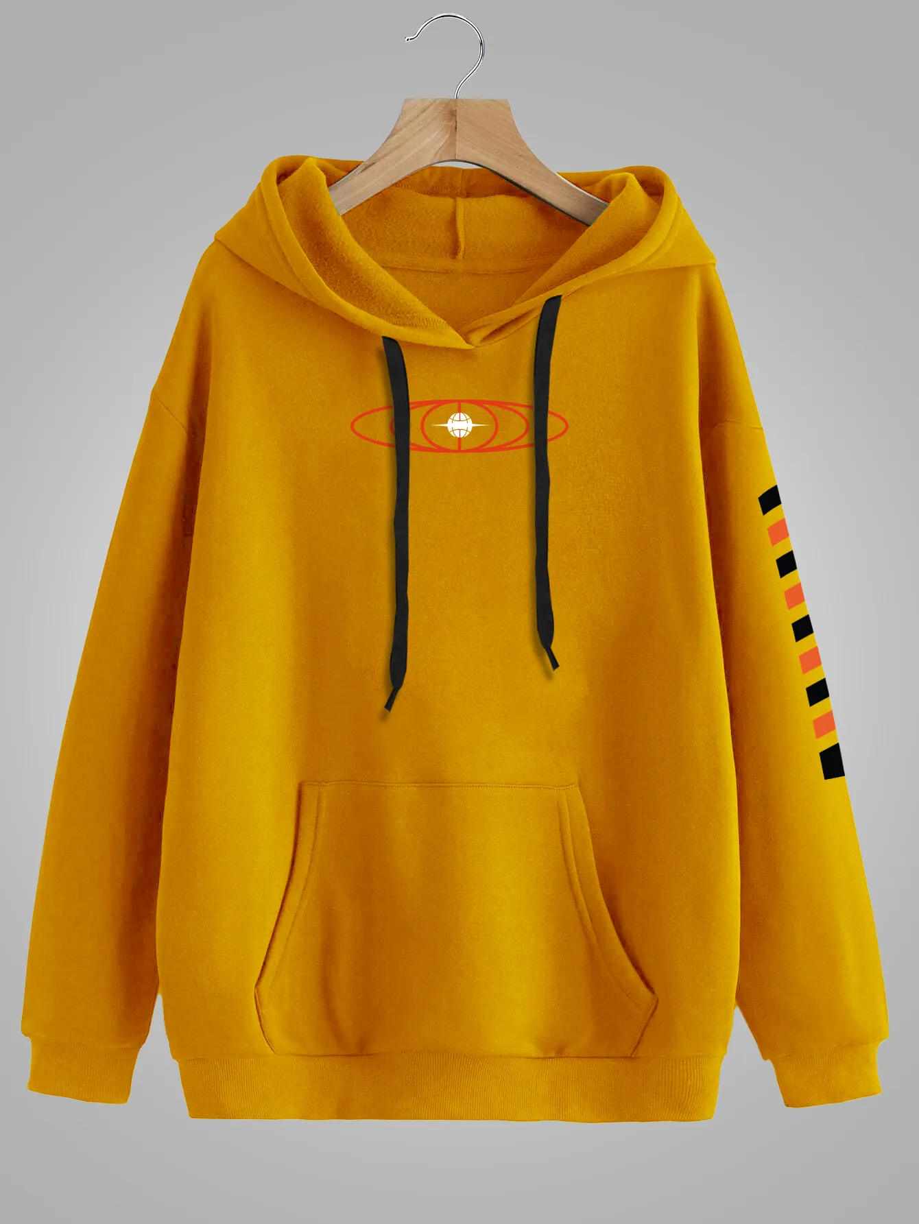 Bold in Mustard: Men's Graphic Hoodie