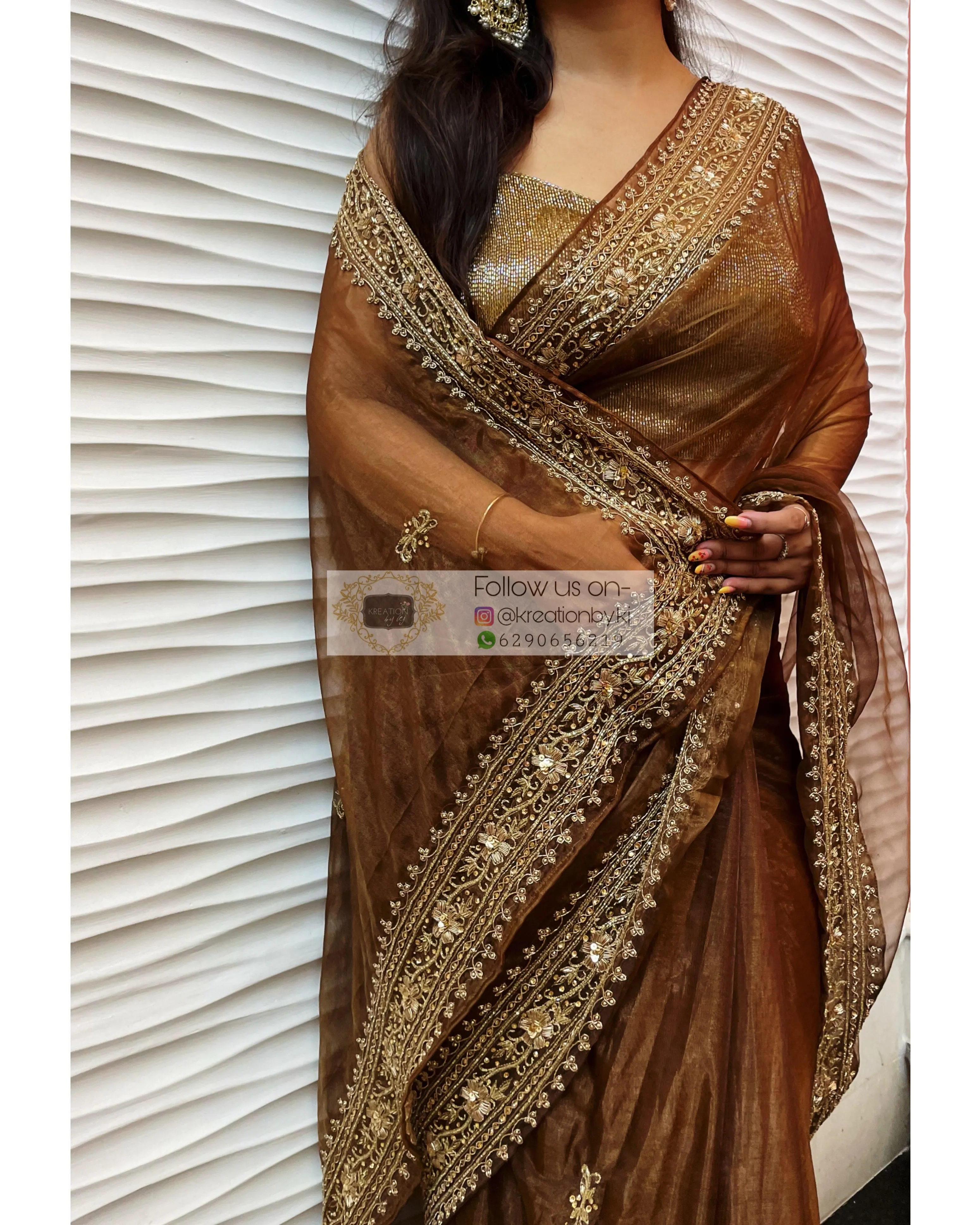 Brown Tissue Zarina Saree