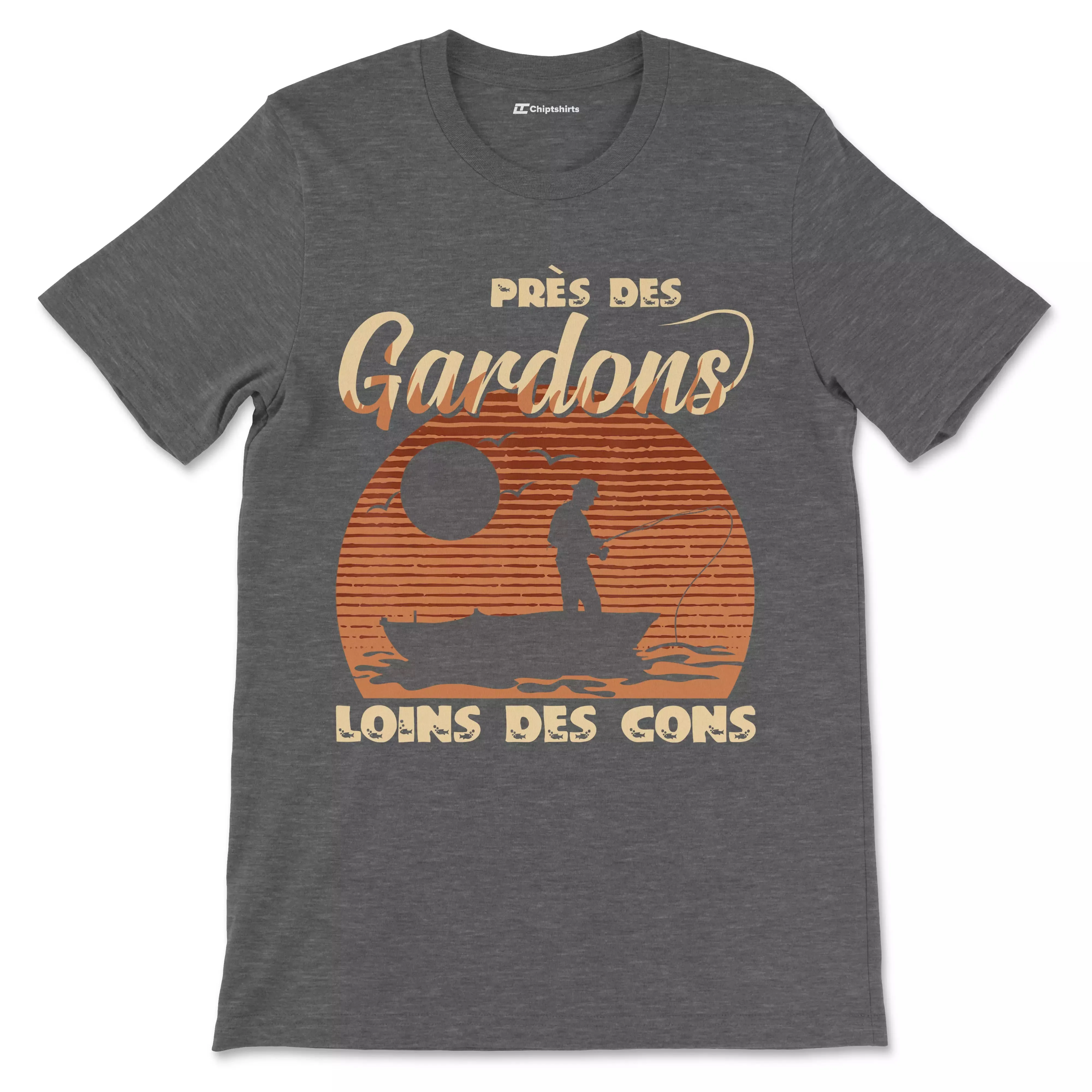 Cadeau Humour Pêcheur Homme, Pêche du Gardon, T-shirt Pêcheur Drle, Près des Gardons Loins des Cons