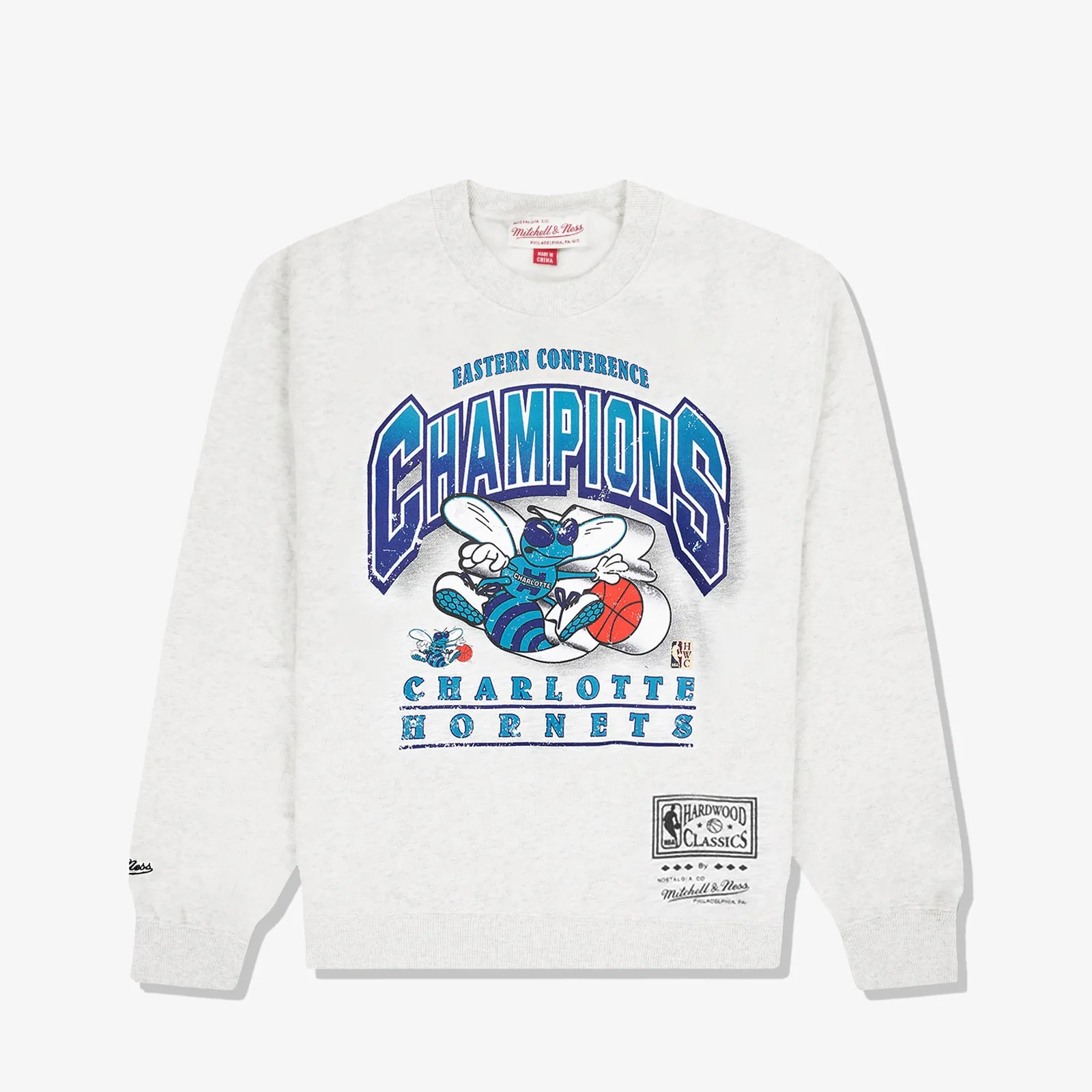 Charlotte Hornets Bevelled Crew Sweatshirt - Silver Marl