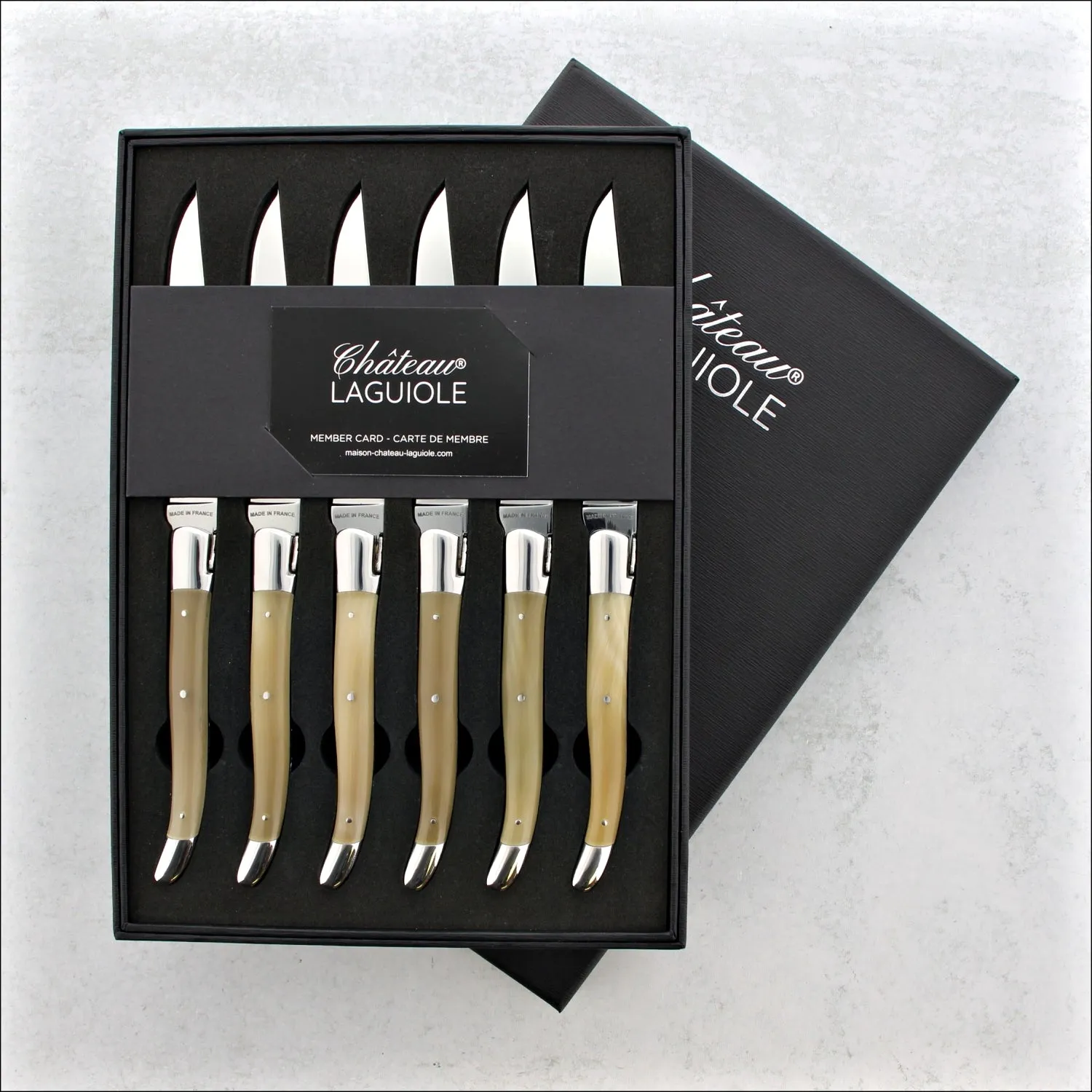 Chateau Laguiole Heritage Steak Knives Horn Tip - Shiny Finish