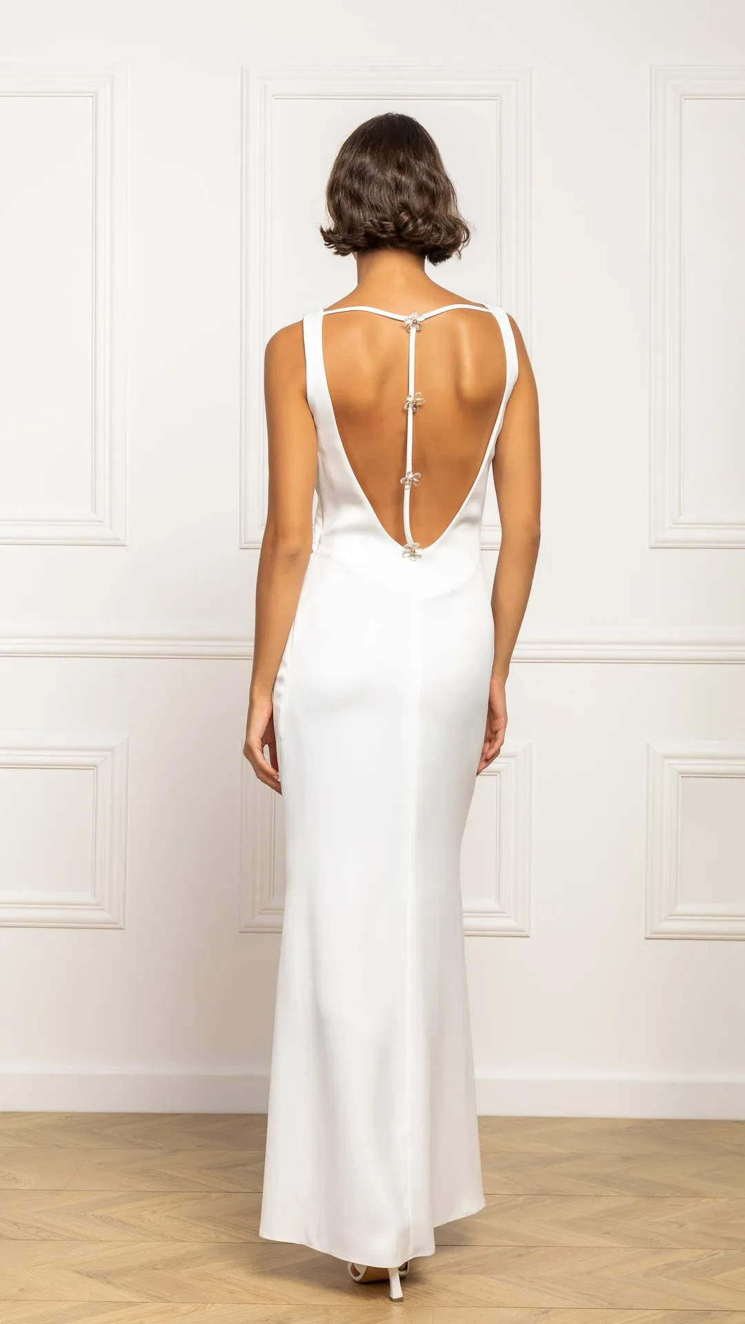 Ciara Daisy Gown in White Silk