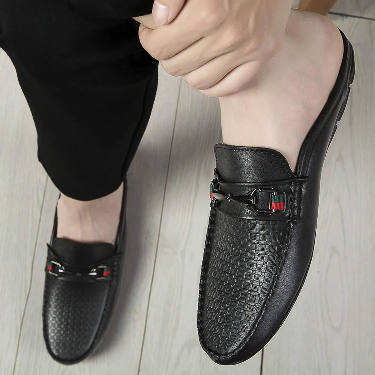 (Clean Up) Men's Casual Breathable Leather Backless Mules