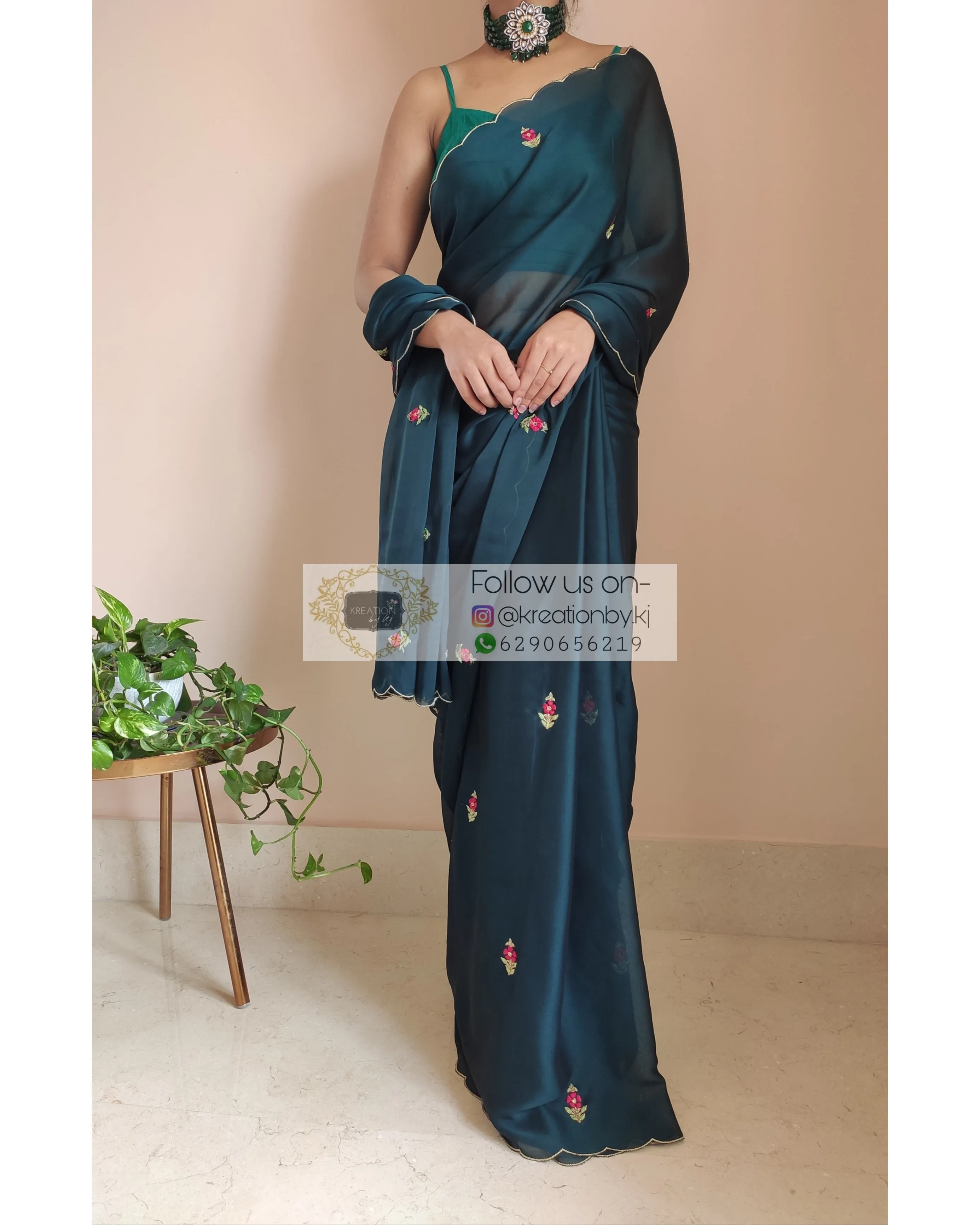 Cobalt Blue Georgette Periwinkle Saree