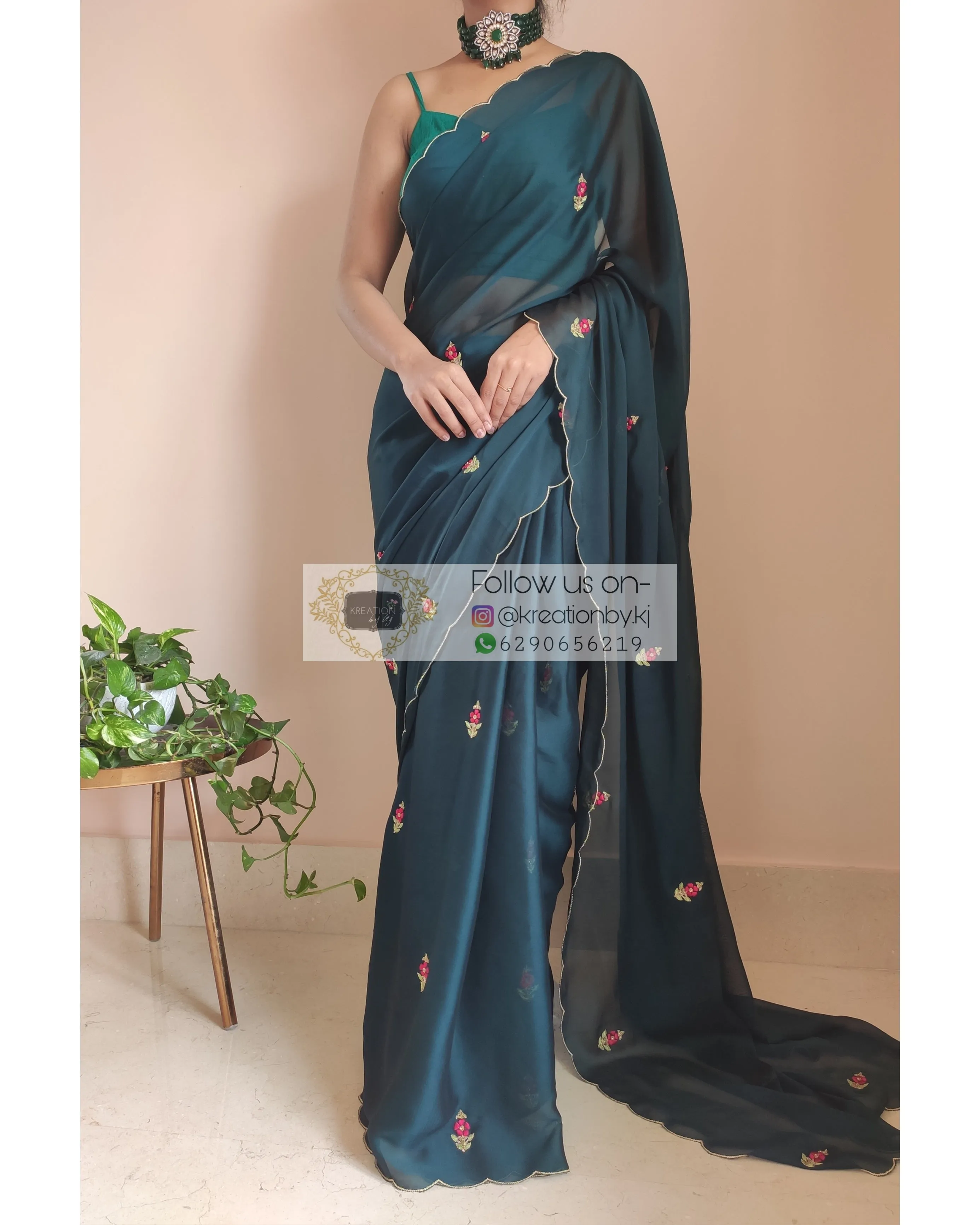 Cobalt Blue Georgette Periwinkle Saree