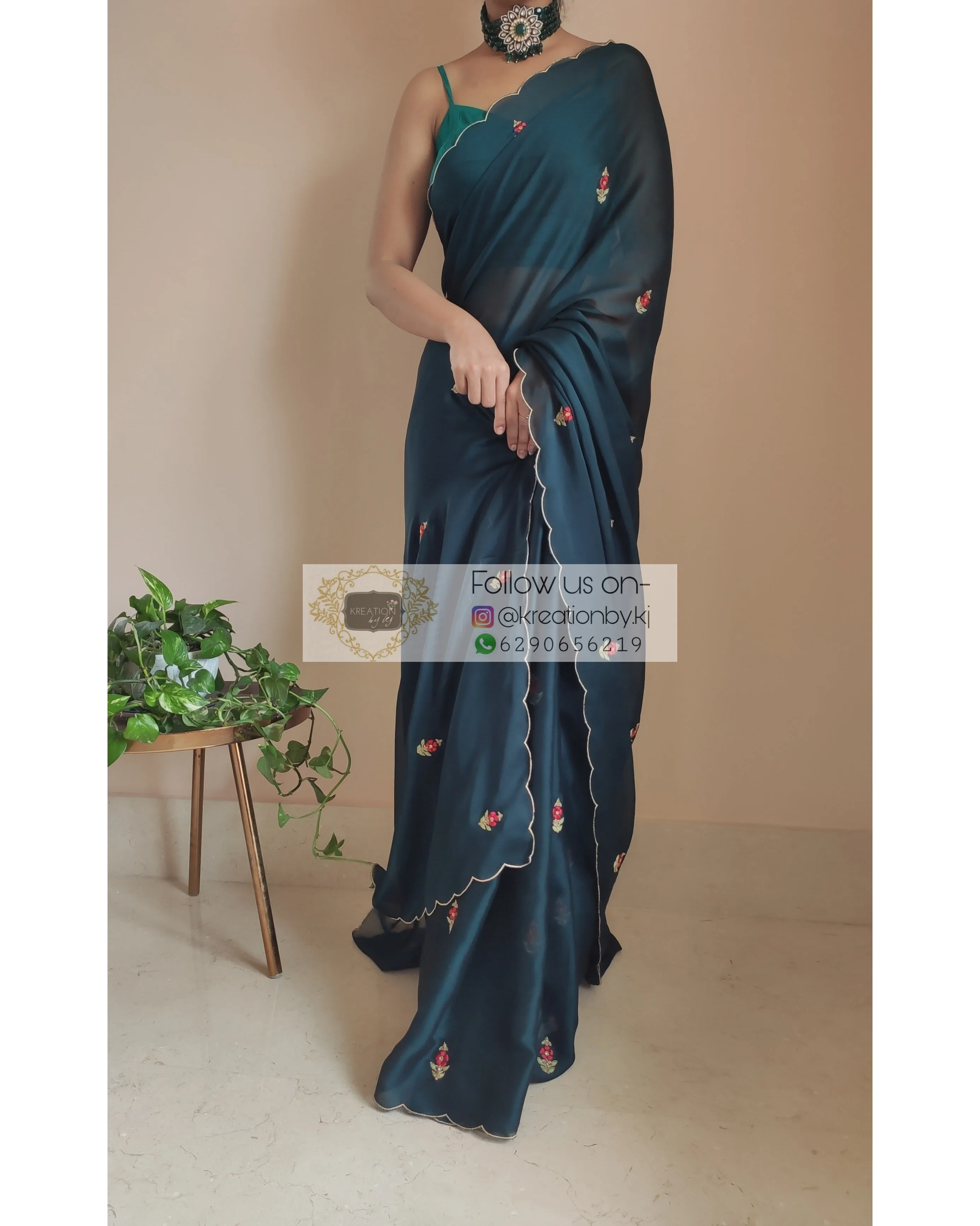 Cobalt Blue Georgette Periwinkle Saree