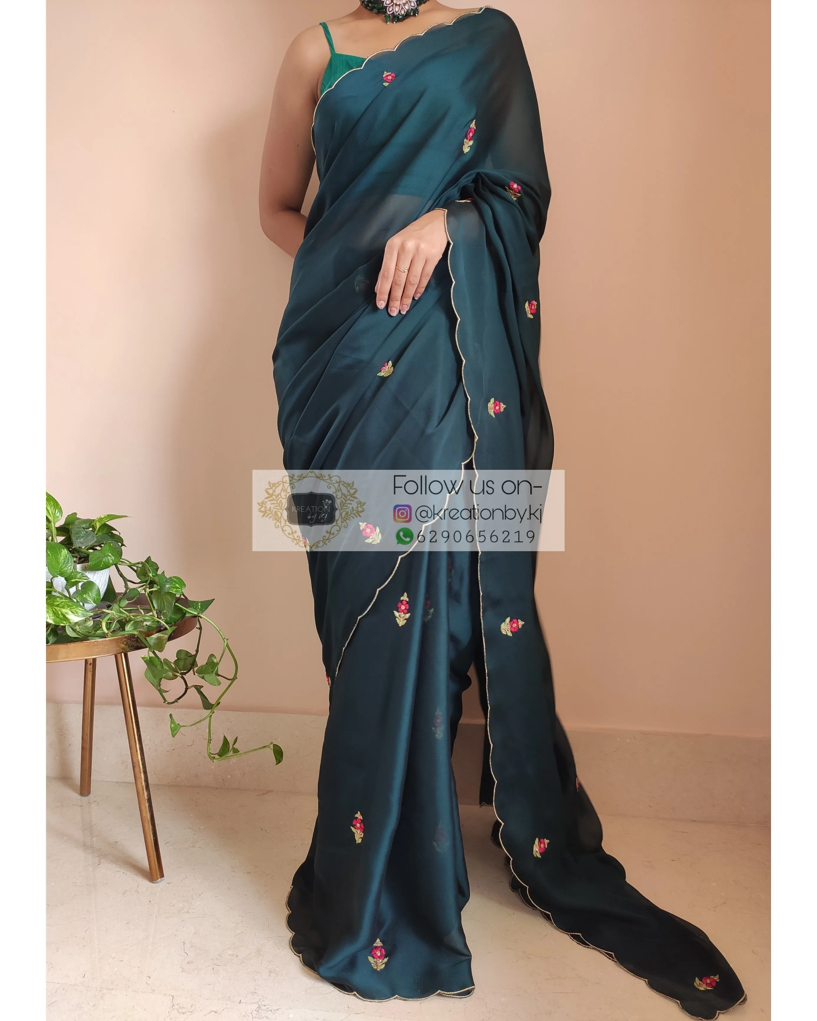 Cobalt Blue Georgette Periwinkle Saree