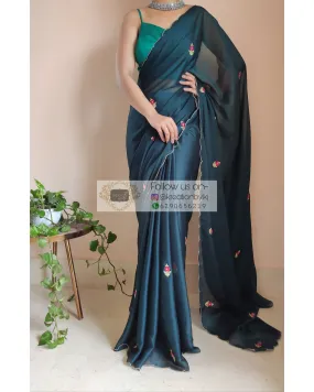 Cobalt Blue Georgette Periwinkle Saree