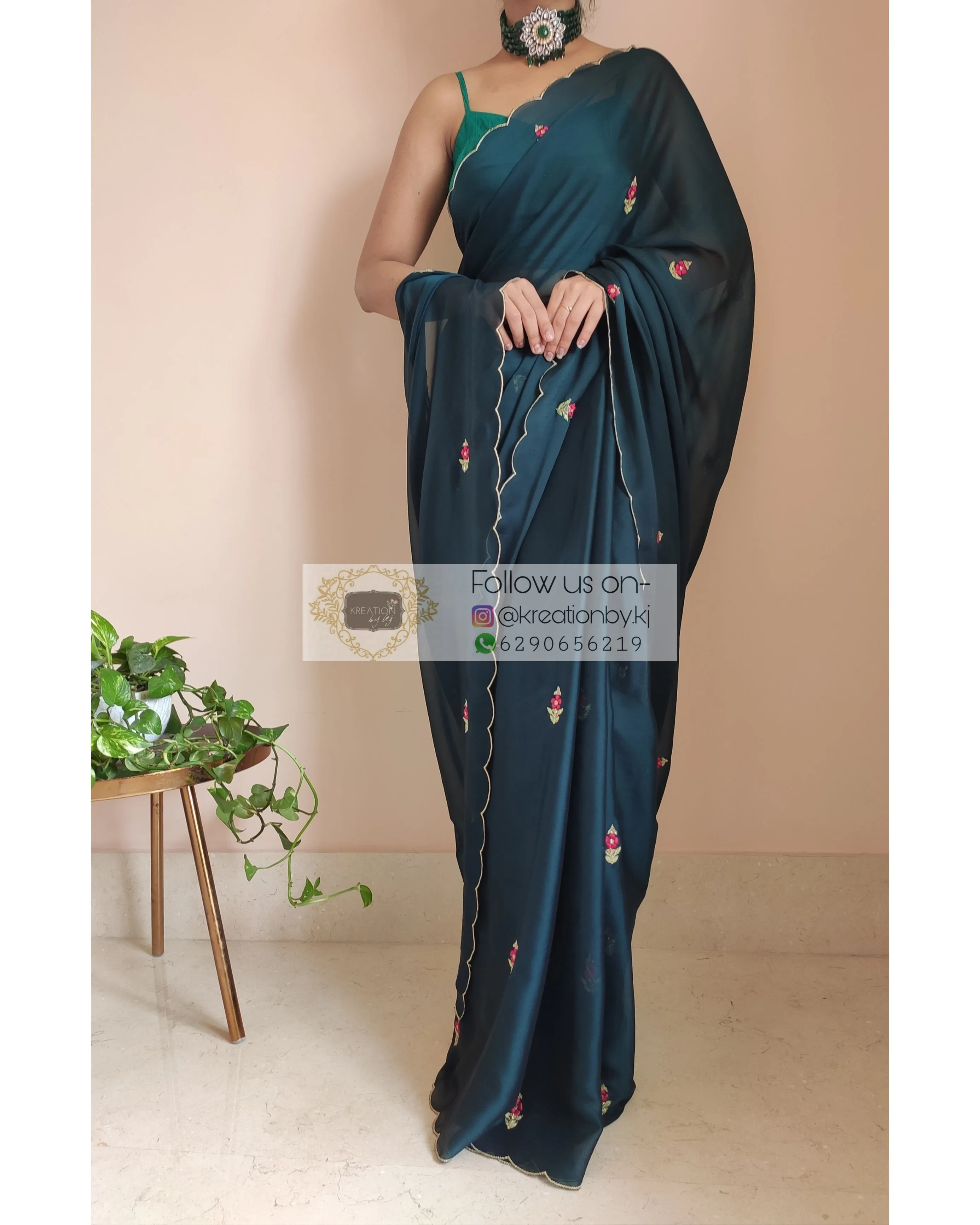 Cobalt Blue Georgette Periwinkle Saree