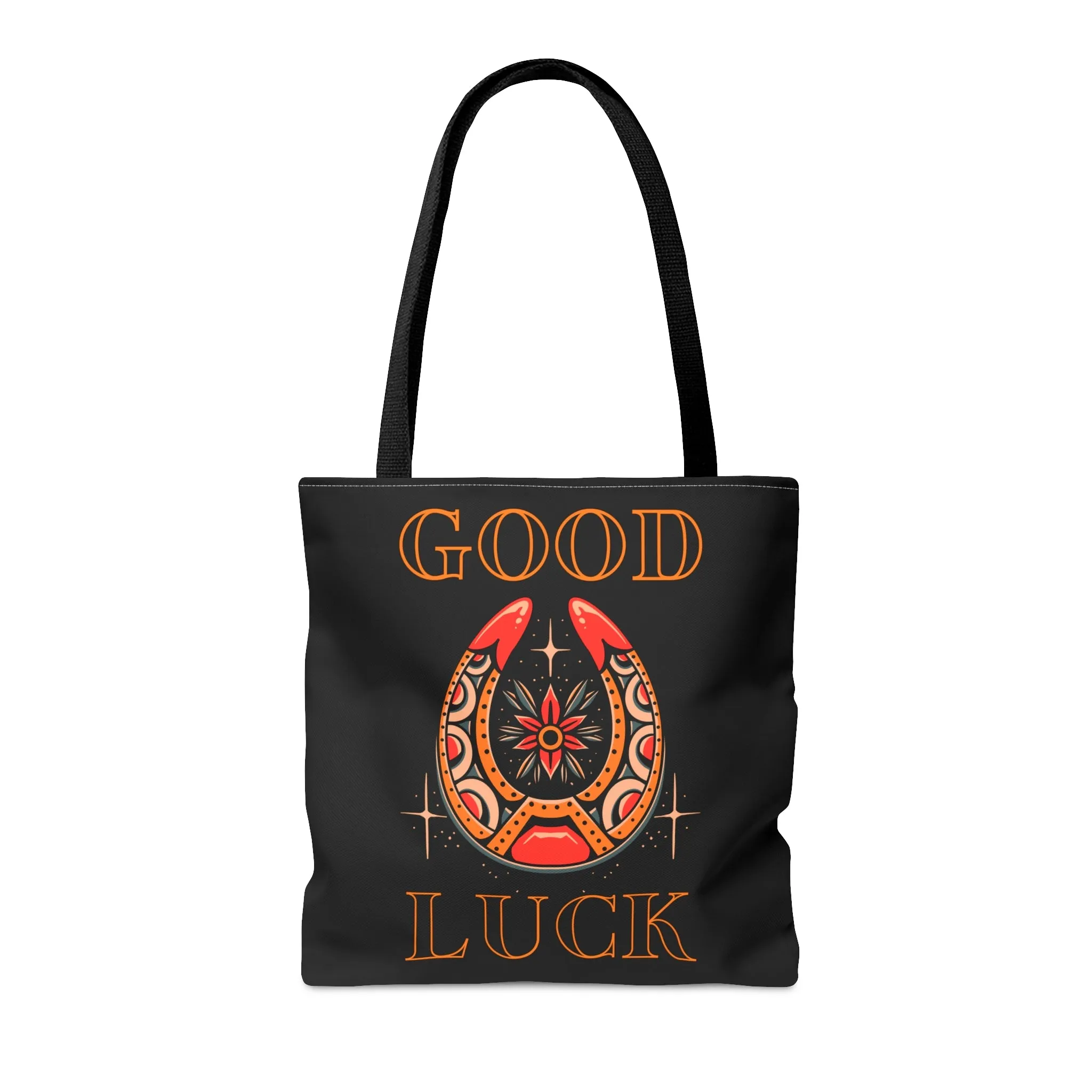 Copy of Good Luck Tattoo Tote Bag in Black / Vintage American Old School Traditional Tattoo Flash  / Punk Rock Beach Shopping Bag Lucky