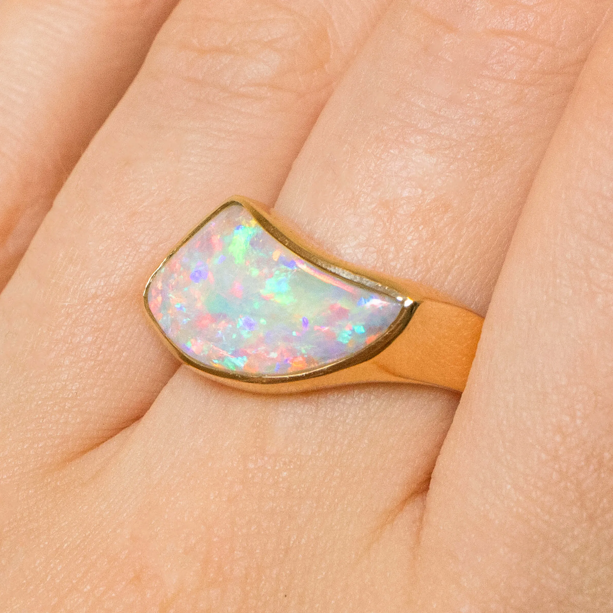 Crystal Shell Opal Ring