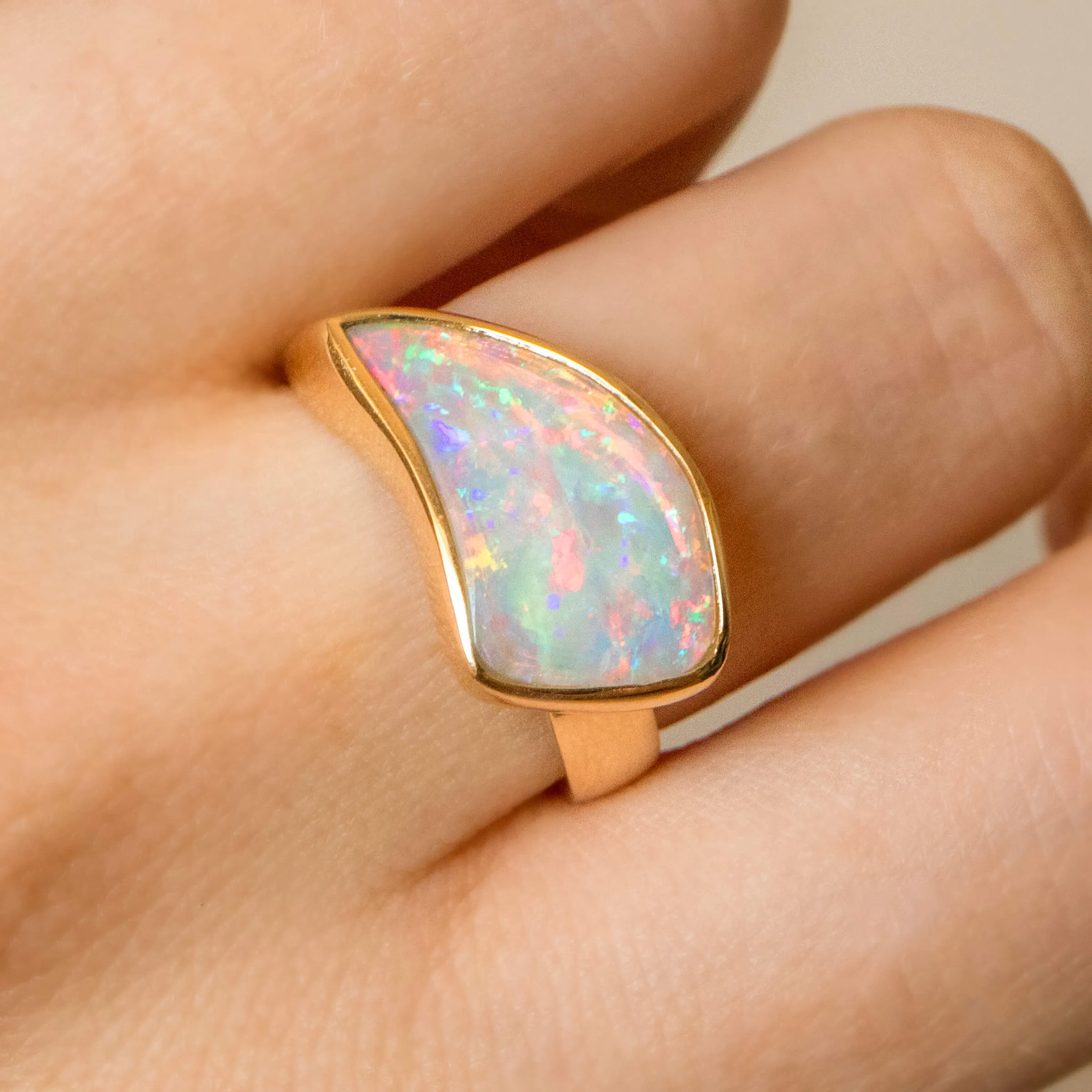 Crystal Shell Opal Ring