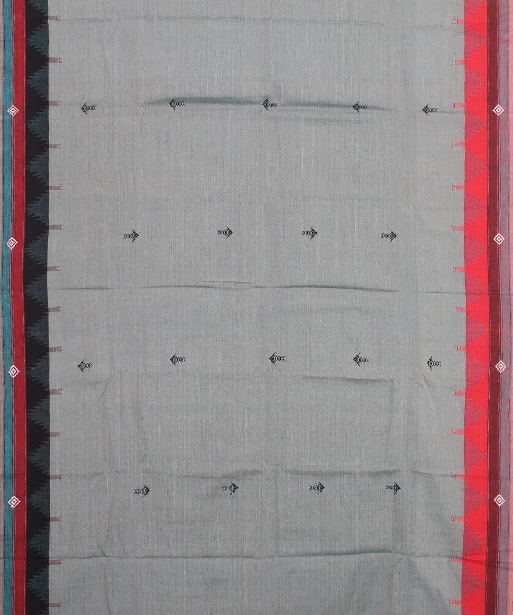 Cyan green cotton handwoven kotpad saree