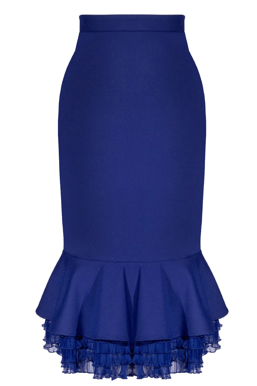 D'Amour Frill Trumpet Skirt (Navy)